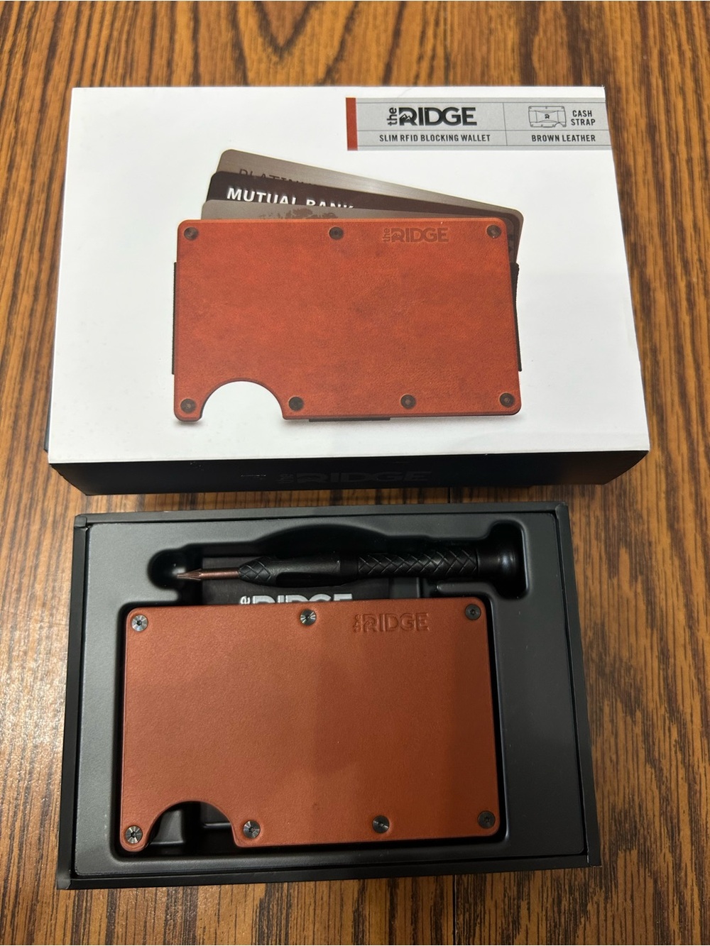 The Ridge Brown Leather Money Clip Wallet - Slim RFID-Resistant